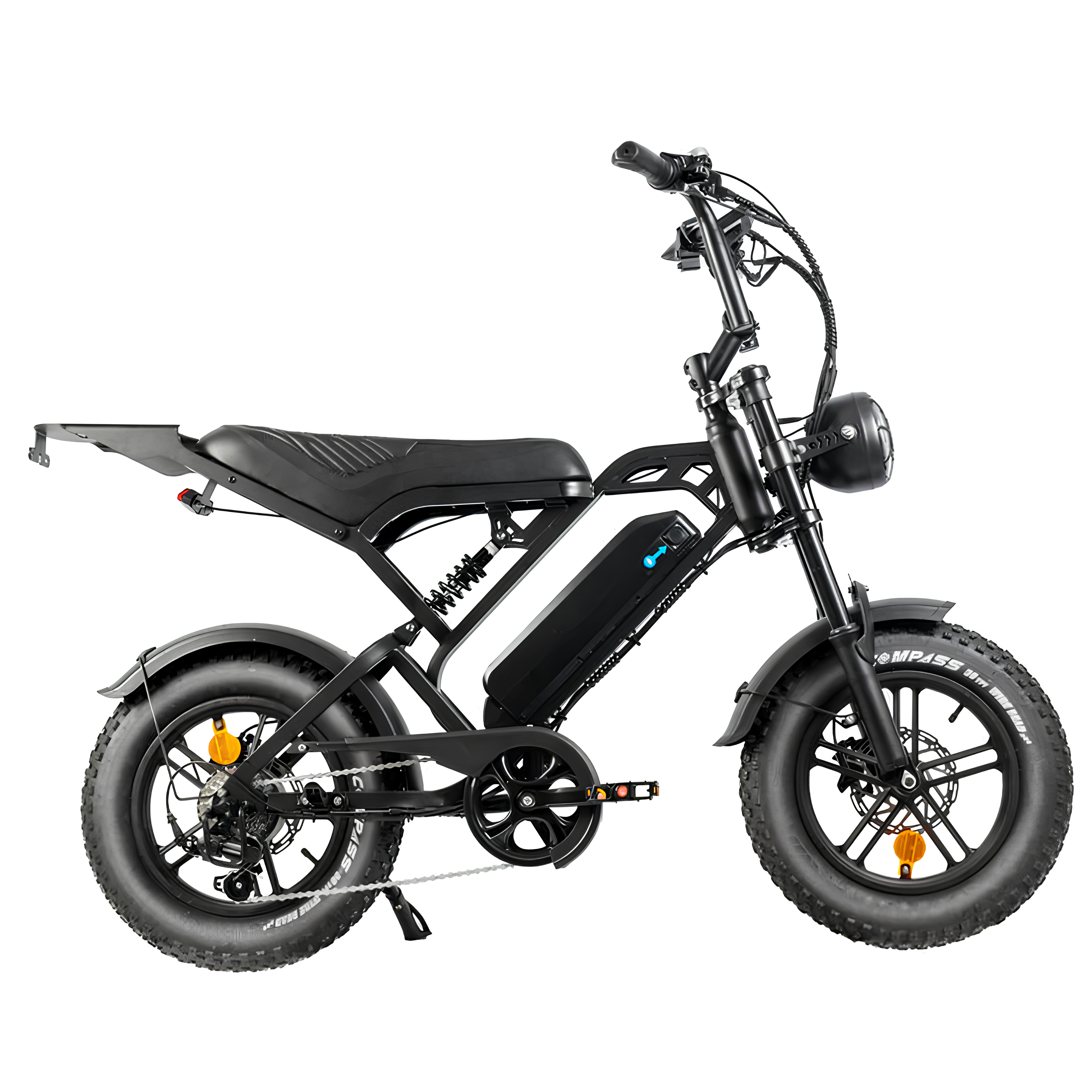 v20 pro mini combi deal fatbike zwart hydraulische remmen zijkant