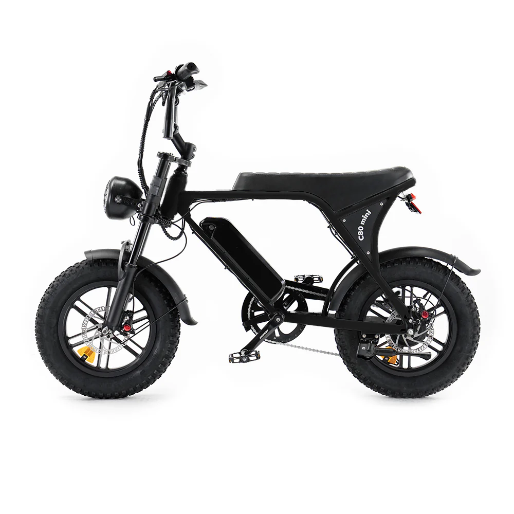 OUXI C80 Mini Fatbike - Zwart - Hydraulische Remmen zijkant