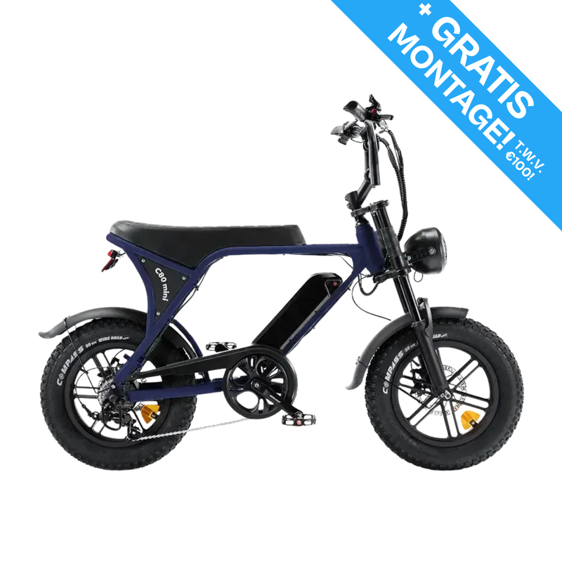 OUXI C80 Mini Fatbike - Blauw - Hydraulische Remmen