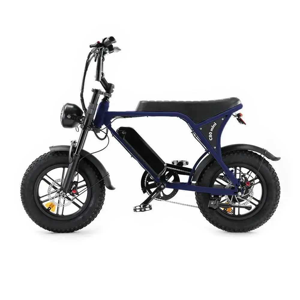 OUXI C80 Mini Fatbike - Blauw - Hydraulische Remmen linkerkant 