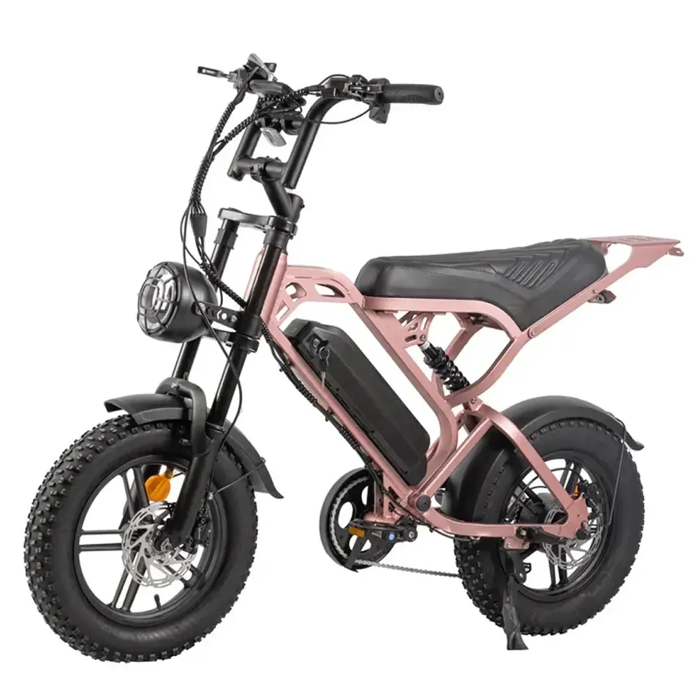 V20 Mini rose goud hydraulische remmen mini fatbike zijkant 