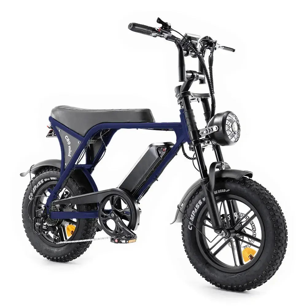 OUXI C80 Mini Fatbike - Blauw - Hydraulische Remmen zijkant