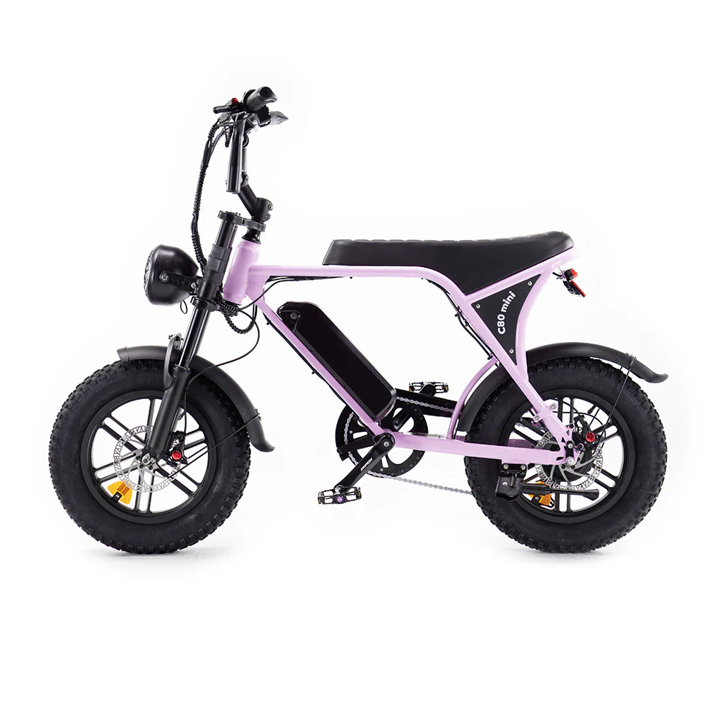 OUXI C80 Mini Fatbike - Roze - Hydraulische Remmen zijkant